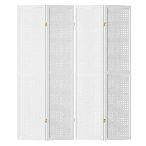 Artiss 4 Panel Room Divider Screen 164x170cm Pegboard White