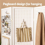 Artiss 4 Panel Room Divider Screen 164x170cm Pegboard White