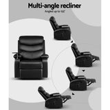 Artiss Recliner Chair Armchair Lounge Sofa Chairs Couch Leather Black Tray Table