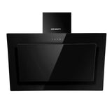 DEVANTI Rangehood 900mm Black Angled Side Draft Range Hood Canopy Glass 90cm