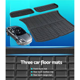 3PCS Car Rear Front Cargo Trunk Toolbox Luggage Rubber Mats for Tesla Model Y 2021-2022