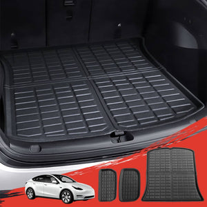 3PCS Car Rear Front Cargo Trunk Toolbox Luggage Rubber Mats for Tesla Model Y 2021-2022