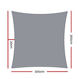 Instahut Sun Shade Sail Cloth Shadecloth Rectangle Canopy Grey 280gsm 3x3m