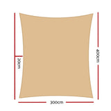 Instahut 3 x 4m Waterproof Rectangle Shade Sail Cloth - Sand Beige