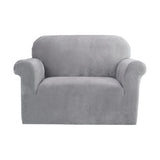 Artiss Velvet Sofa Cover Plush Couch Cover Lounge Slipcover 1 Seater Grey