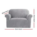 Artiss Velvet Sofa Cover Plush Couch Cover Lounge Slipcover 1 Seater Grey