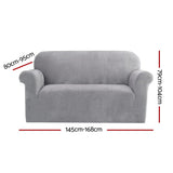 Artiss Velvet Sofa Cover Plush Couch Cover Lounge Slipcover 2 Seater Grey