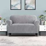 Artiss Velvet Sofa Cover Plush Couch Cover Lounge Slipcover 2 Seater Grey