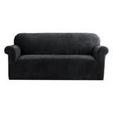 Artiss Velvet Sofa Cover Plush Couch Cover Lounge Slipcover 3 Seater Black