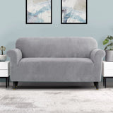 Artiss Velvet Sofa Cover Plush Couch Cover Lounge Slipcover 3 Seater Grey