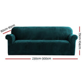 Artiss Velvet Sofa Cover Plush Couch Cover Lounge Slipcover 4 Seater Agate Green