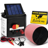 Giantz Electric Fence Energiser 3km Solar Powered Energizer Set + 1200m Tape