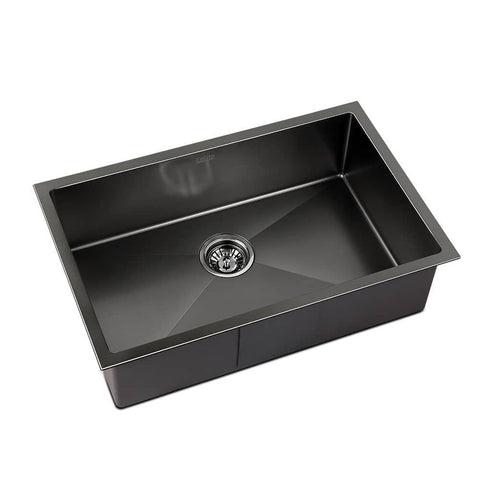 Cefito 70cm x 45cm Stainless Steel Kitchen Sink Under/Top/Flush Mount Black