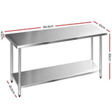 Cefito 610 x 1829mm Commercial Stainless Steel Kitchen Bench