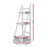 Artiss Display Shelf 3 Tier Wooden Ladder Stand Storage Book Shelves Rack White