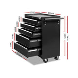 Giantz 5 Drawer Mechanic Tool Box Cabinet Storage Trolley - Black