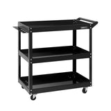 Giantz Tool Cart 3 Tier Parts Steel Trolley Mechanic Storage Organizer Black