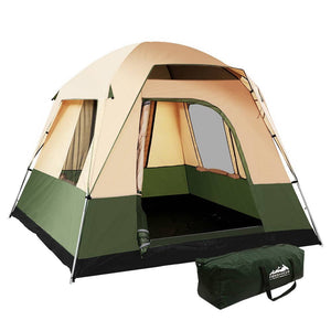 Weisshorn Family Camping Tent 4 Person Hiking Beach Tents Canvas Ripstop Green