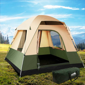 Weisshorn Family Camping Tent 4 Person Hiking Beach Tents Canvas Ripstop Green