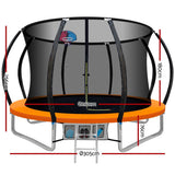 Everfit 10FT Trampoline Round Trampolines With Basketball Hoop Kids Present Gift Enclosure Safety Net Pad Outdoor Orange