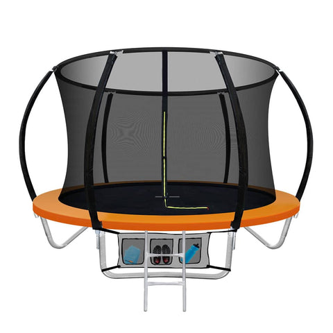 Everfit 8FT Trampoline Round Trampolines Kids Present Gift Enclosure Safety Net Pad Outdoor Orange