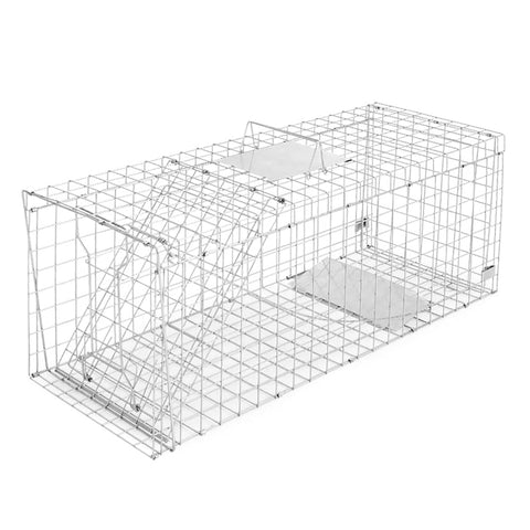 Humane Animal Trap Cage 108 x 40 x 45cm  - Silver