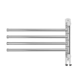 Towel Rail Rack Holder 4 Bars Wall Mounted Stainless Steel Swivel Hook