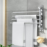 Towel Rail Rack Holder 4 Bars Wall Mounted Stainless Steel Swivel Hook