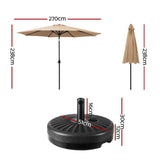 Instahut Outdoor Umbrella 2.7m Base Beach Pole Garden Tilt Sun Patio UV Beige