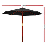 Instahut 3M Outdoor Pole Umbrella Cantilever Stand Garden Umbrellas Patio Black