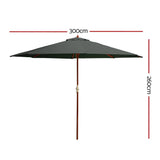 Instahut Umbrella Outdoor Pole Umbrellas Stand Sun Beach Garden Deck Charcoal 3M