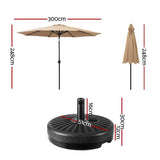 Instahut Outdoor Umbrella 3m Base Beach Pole Garden Tilt Sun Patio UV Beige