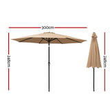 Instahut Outdoor Umbrella 3m Umbrellas Beach Garden Tilt Sun Patio Deck Pole UV