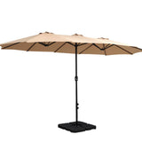 Instahut Outdoor Umbrella Beach Twin Base Stand Garden Sun Shade Beige 4.57m