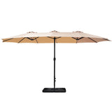 Instahut Outdoor Umbrella Beach Twin Base Stand Garden Sun Shade Beige 4.57m