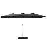 Instahut Outdoor Umbrella Beach Twin Base Stand Garden Sun Shade Black 4.57m