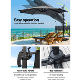 Instahut Outdoor Umbrella 3m Base Cantilever Beach Stand Sun Roma Charcoal 50cm