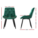 Artiss Starlyn Dining Chairs Kitchen Chairs Velvet Padded Seat Set of 2 Green