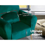 Artiss Armchair Lounge Chair Accent Armchairs Chairs Sofa Green Cushion Velvet