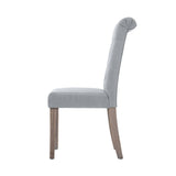 Artiss 2x Dining Chairs French Provincial Kitchen Cafe Fabric Padded High Back Pine Wood Light Grey