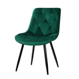 Artiss Starlyn Dining Chairs Kitchen Chairs Velvet Padded Seat Set of 2 Green