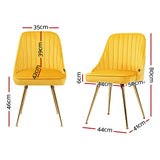 Artiss Set of 2 Dining Chairs Retro Chair Cafe Kitchen Modern Metal Legs Velvet Yellow