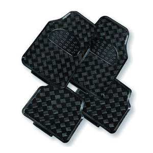 VENOM 4-Piece Car Mat - BLACK [Rubber/Aluminium Look]