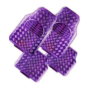 VENOM 4-Piece Car Mat - PURPLE [Rubber/Aluminium Look]