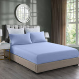 Royal Comfort 2000TC 3 Piece Fitted Sheet and Pillowcase Set Bamboo Cooling - King - Light Blue