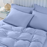 Royal Comfort 2000TC 6 Piece Bamboo Sheet & Quilt Cover Set Cooling Breathable - Double - Light Blue