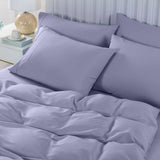 Royal Comfort 2000TC 6 Piece Bamboo Sheet & Quilt Cover Set Cooling Breathable - King - Lilac Grey