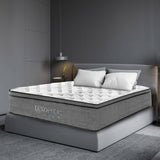 Luxopedic Pocket Spring Mattress 5 Zone 32CM Euro Top Memory Foam Medium Firm - King Single - White  Grey