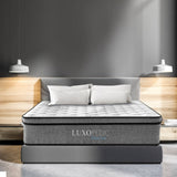 Luxopedic Pocket Spring Mattress 5 Zone 32CM Euro Top Memory Foam Medium Firm - King Single - White  Grey