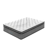 Luxopedic Pocket Spring Mattress 5 Zone 32CM Euro Top Memory Foam Medium Firm - King Single - White  Grey